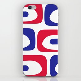 Mid Century Modern Piquet Minimalist Abstract Pattern in Red, Navy Blue, Yellow, and White iPhone Skin