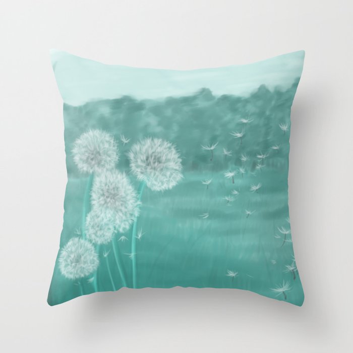 Dancing Dandelions Throw Pillow