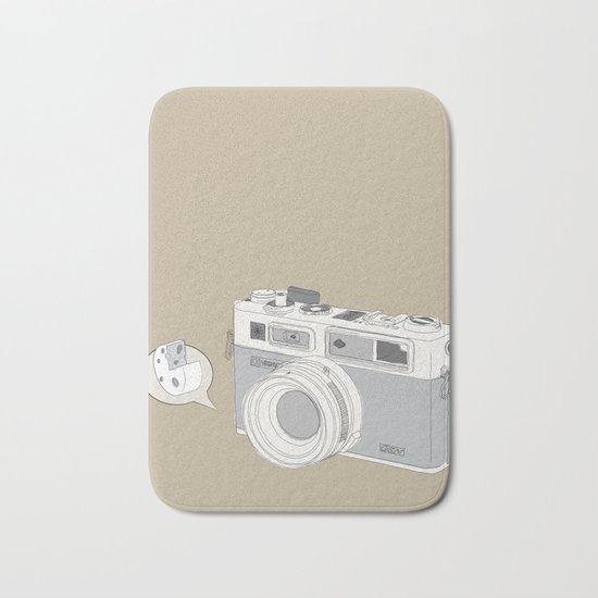 Yashica Camera - “Say Cheese” - soft-brown Bath Mat