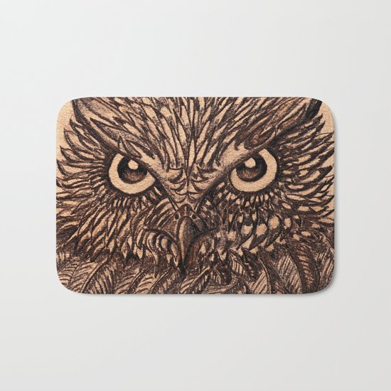 Fierce Brown Owl Bath Mat