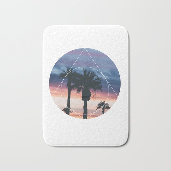 Sunset Palms - Geometric Photography Bath Mat