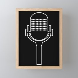 Retro Microphone In White Line Drawing Framed Mini Art Print