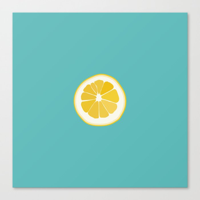 Citron - Lemon on Turquoise Art Design Pattern Canvas Print