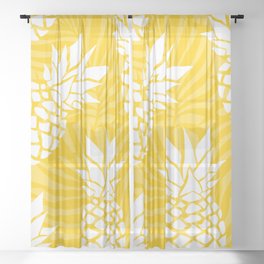 Bright Yellow, Summer, Pineapple Art Sheer Curtain