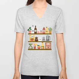 Cozy Kitchen Shelf V Neck T Shirt