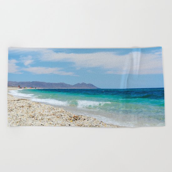 "Blue beach. Summer dreams" Beach Towel