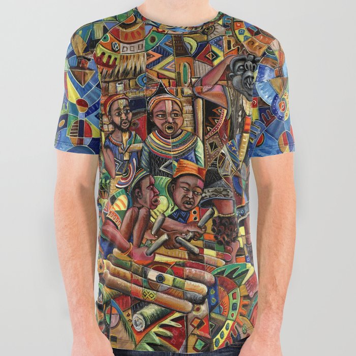 Juju Dance Group painting of African voodoo dance All Over Graphic Tee
