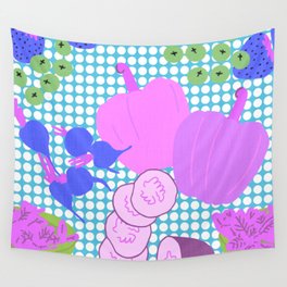 Retro Modern Spring Garden Salad Pink And Purple Wall Tapestry