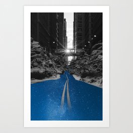 Starway Art Print | City, Subway, Prints, Mountains, Gazing, Collage, Light, Drive, Driving, Star 