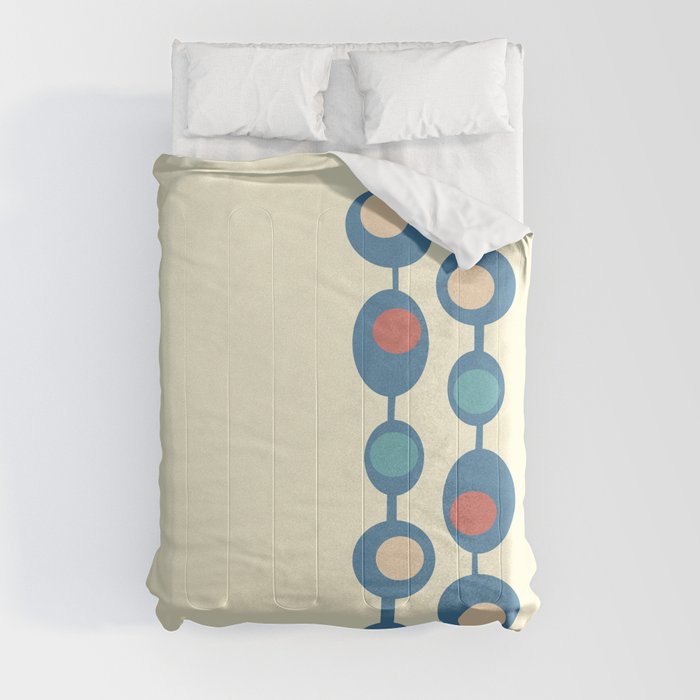 Mid Century Modern Baubles in Light Yellow and Celadon Blue Comforter