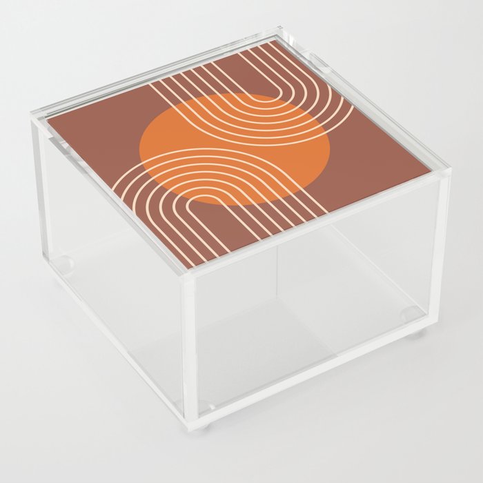 Mid Century Modern Geometric 182 in Terracotta Orange Beige Acrylic Box