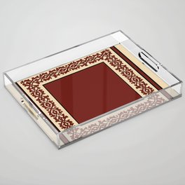 Oriental rug beige and red Acrylic Tray