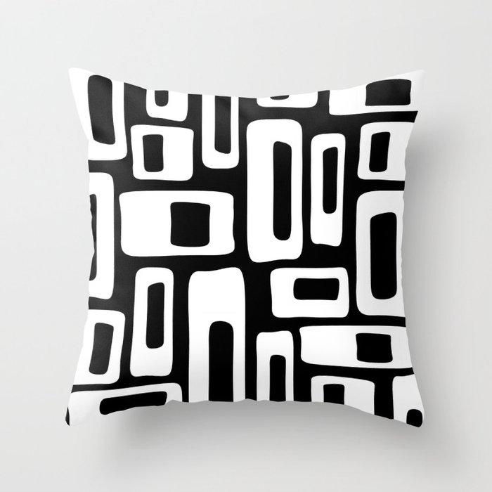 Black and White Mid Century Modern Abstract Pattern 335 Throw Pillow