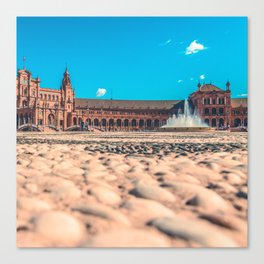 Spain Photography - Beautiful Plaza Under The Blue Sky Canvas Print
