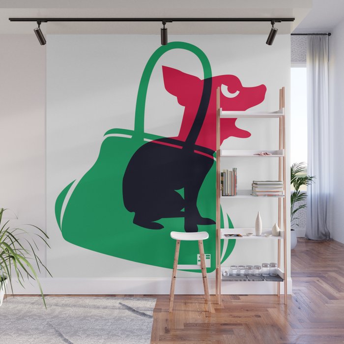 Angry animals: chihuahua - little green bag Wall Mural