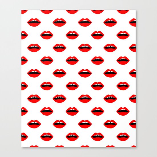 Lips minimal pattern cute gift for valentines day love lipstick Canvas Print