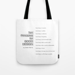 Ten principles for Good Design. By Dieter Rams Tote Bag