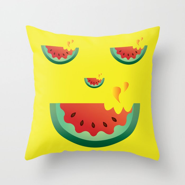 Watermelonween Face Throw Pillow