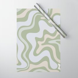 Liquid Swirl Contemporary Abstract Pattern in Light Sage Green Wrapping Paper