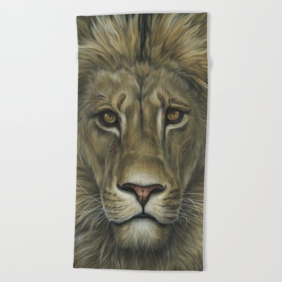 Lion Animal Painting | Realism | Wildlife Art | Home Decor | Father's Day Beach Towel