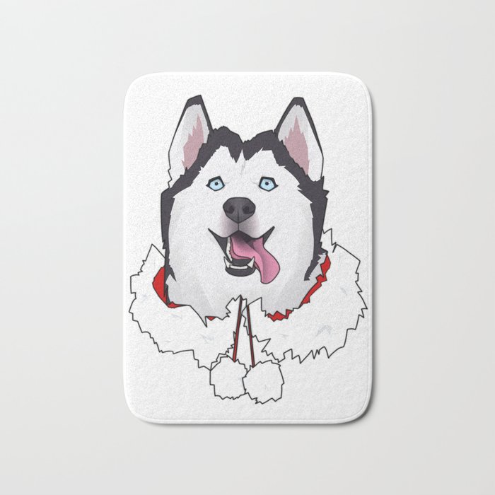 mazing Funny Dog Husky Christmas Bath Mat