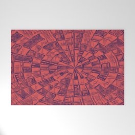 Red and black Circular Maze Welcome Mat