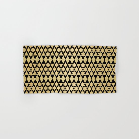 Black and Gold Geometric Pattern 4 Hand & Bath Towel