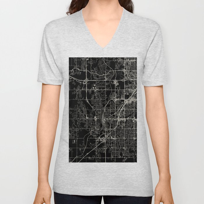 Olathe USA - black and white city map V Neck T Shirt