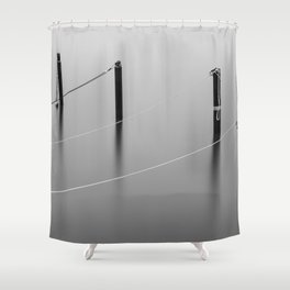 Mooring Poles in Black and White Shower Curtain