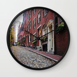 Acorn street views Wall Clock | Photo, Naturallyjess, Love, Acornstreet, Naturallyjessphotography, Digital, Jessicagray, Landscape, Boston, Hdr 