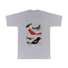 Five Birds T Shirt | Songbird, Digital, Cardinal, Sparrow, Animal, Color, Robin, Birdwatching, Birds, Curated 