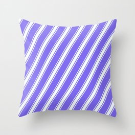 [ Thumbnail: Medium Slate Blue & Mint Cream Colored Lined Pattern Throw Pillow ]