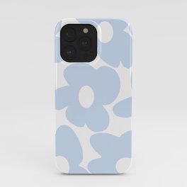 Large Baby Blue Retro Flowers White Background #decor #society6 #buyart iPhone Case | Curated, Petal, Modern, Floral, Pop Art, Nature, Decor, Digital, Graphic, Homedecor 