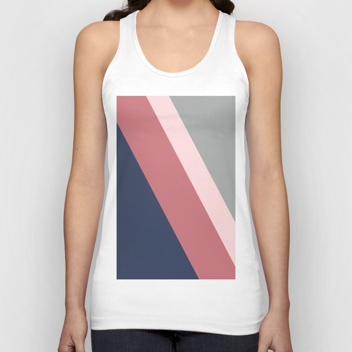 Blue, gray and pink stripes Tank Top