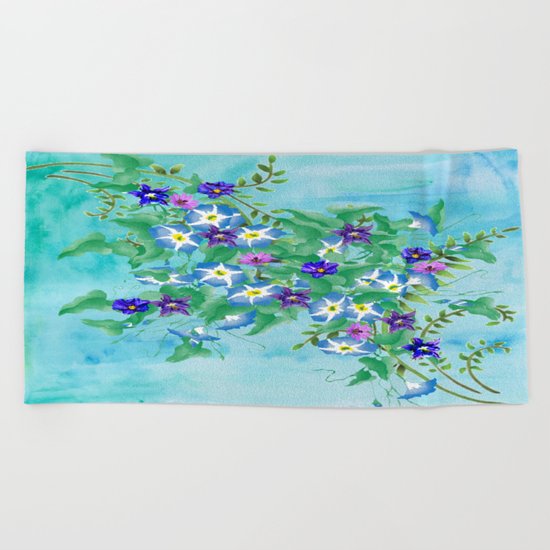 Watercolor Spring Bouquet Beach Towel