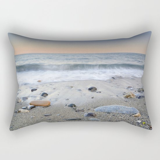 "Mediterranean waves at sunset". Pink sunset Rectangular Pillow