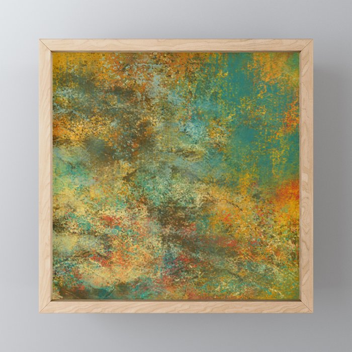 Turquoise, Gold and Copper Abstract Framed Mini Art Print