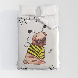 Lettering Honey Loving Character Colored Pencil Duvet Cover