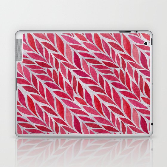 Bright Red Leaves On Textured Gray Background Laptop & iPad Skin