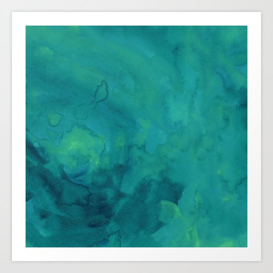 Watercolor green and blue Art Print
