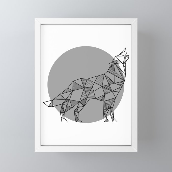 Wolf - Geometric Animals Framed Mini Art Print by andrelacasi | Society6