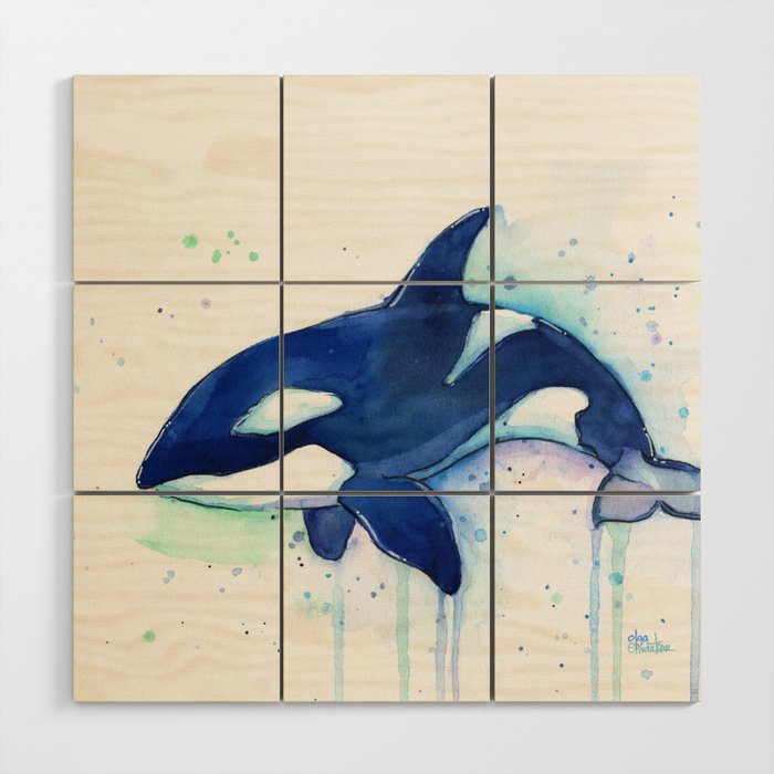 Killer Whale Orca Watercolor Wood Wall Art By Olechka Society6