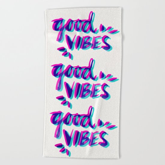 Good Vibes – Magenta & Cyan Beach Towel