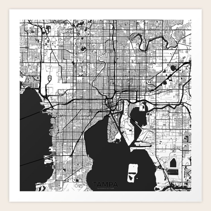 Tampa Map Gray Art Print By Hubertroguski Society6