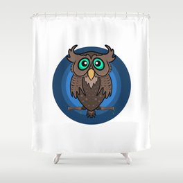 Great Horned Owl Cartoon Shower Curtain