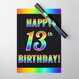 [ Thumbnail: Fun, Colorful, Rainbow Spectrum “HAPPY 13th BIRTHDAY!” Wrapping Paper ]