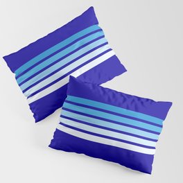 Minimal Maritime Abstract Retro Stripes 70s Style on Blue - Oceanica Pillow Sham