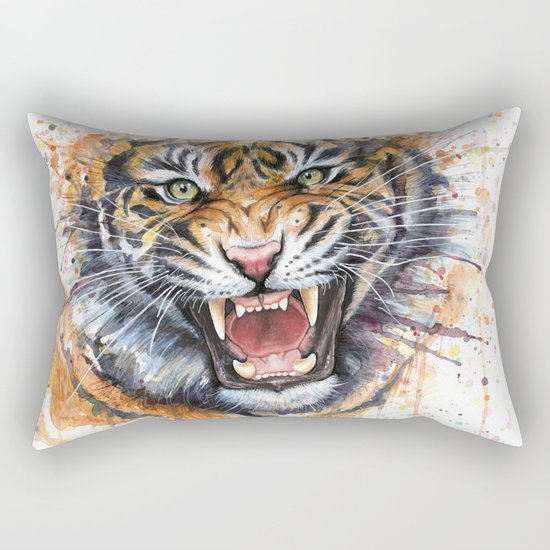 Tiger Watercolor Wild Animal Jungle Animals Rectangular Pillow
