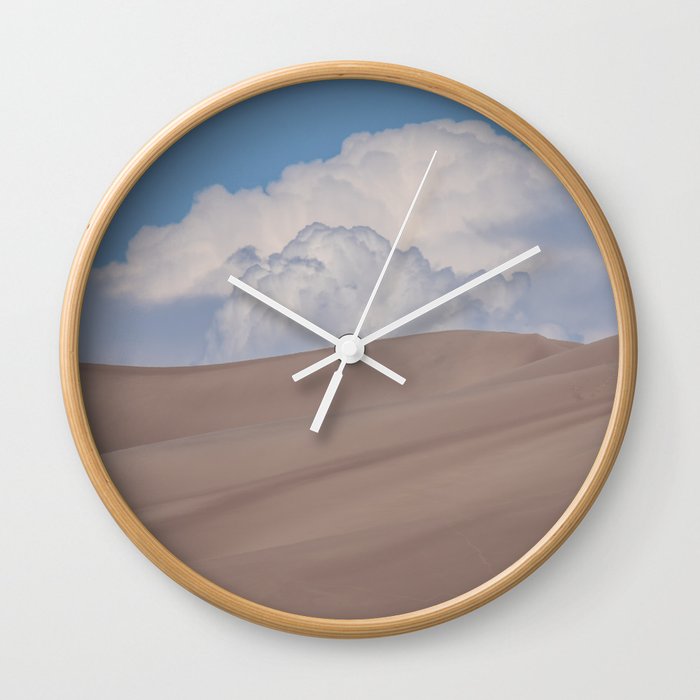 Sand Dunes against Blue Sky Wall Clock