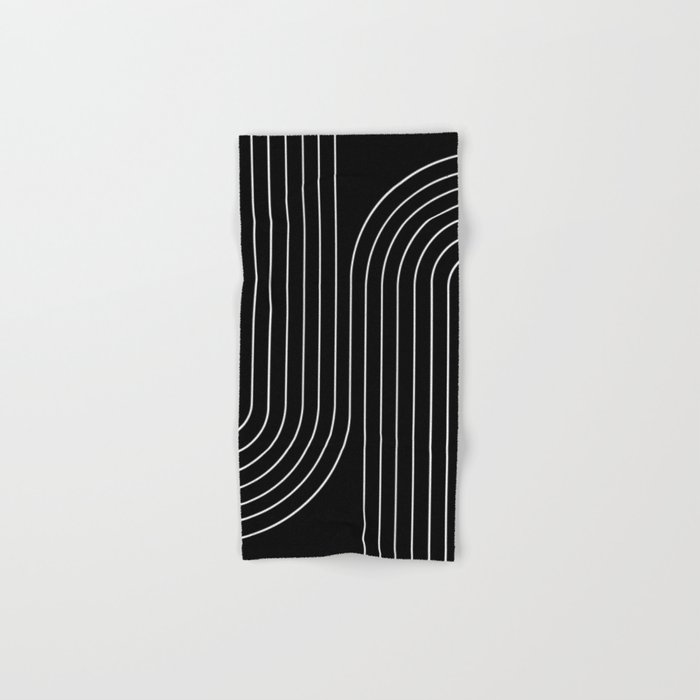 Minimal Line Curvature II Black and White Mid Century Modern Arch Abstract Hand & Bath Towel